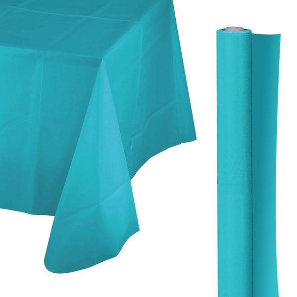 Plastic Table Cover Roll 40" x 100' Caribbean Blue