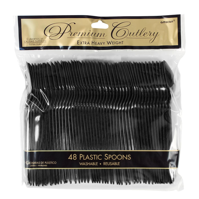 Plastic Spoons - Black (48 PACK)