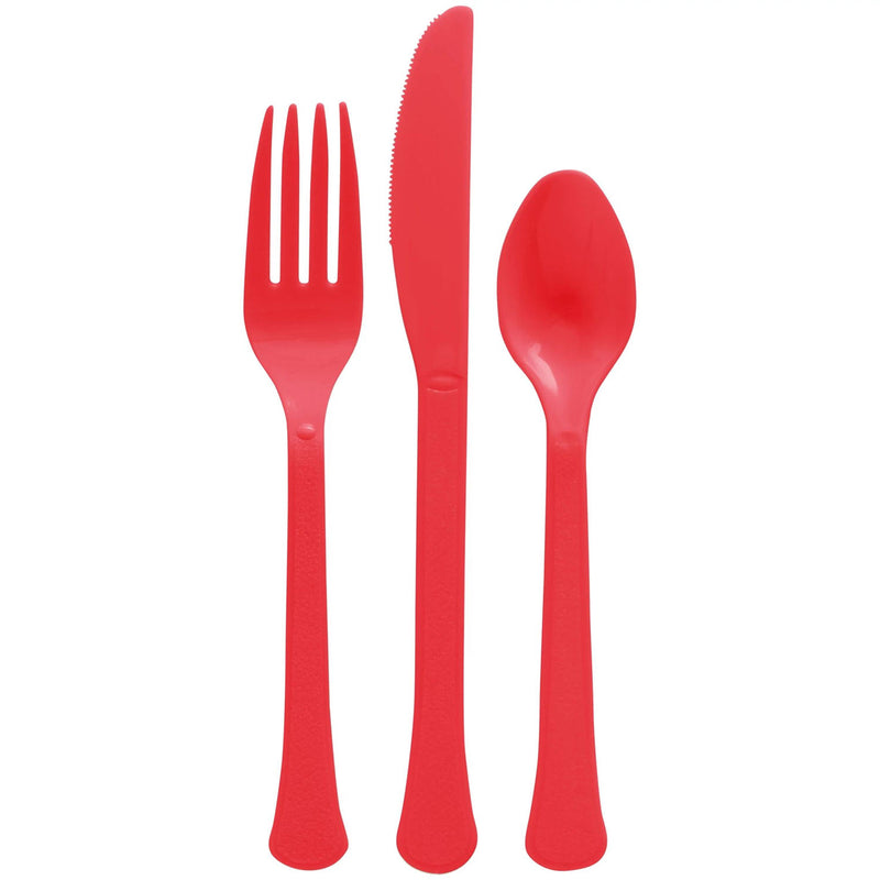 Plastic Cutlery Set Red (80 PACK)