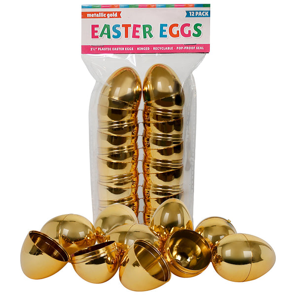 Metallic Gold Eggs 2-1/3" (12 PACK)