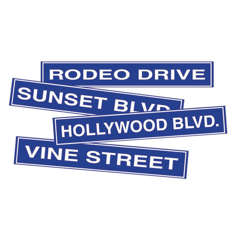 Hollywood Street Signs Cutouts 24" x 4" (4 PACK)