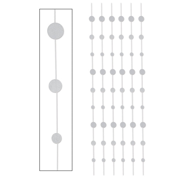 Glittered Dot Stringers - Silver 6'