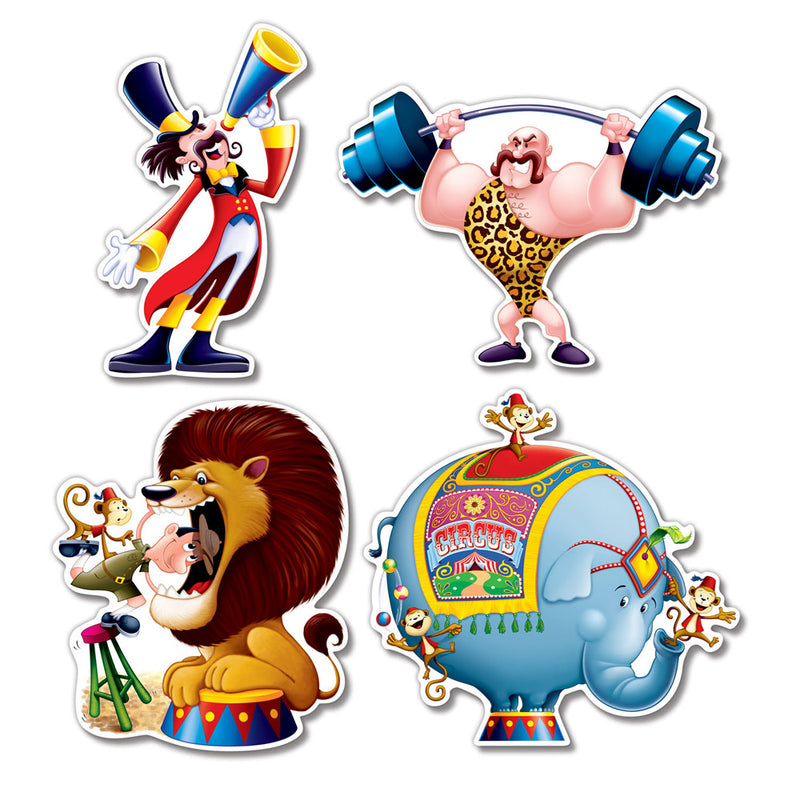 Circus Character Cutouts 13" - 14" (4 PACK)