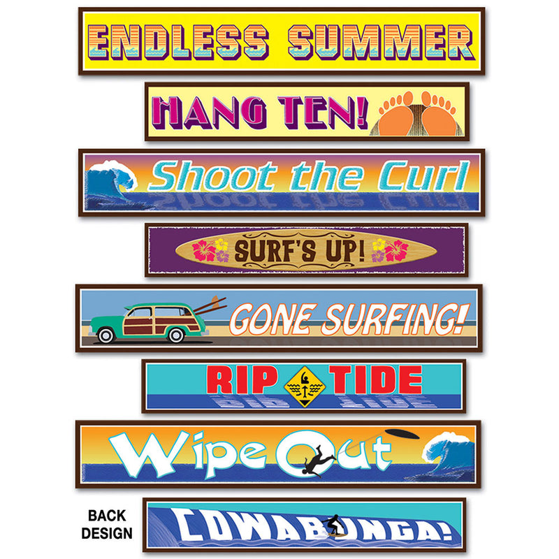 Surfer Street Signs Cutouts 24" x 4"