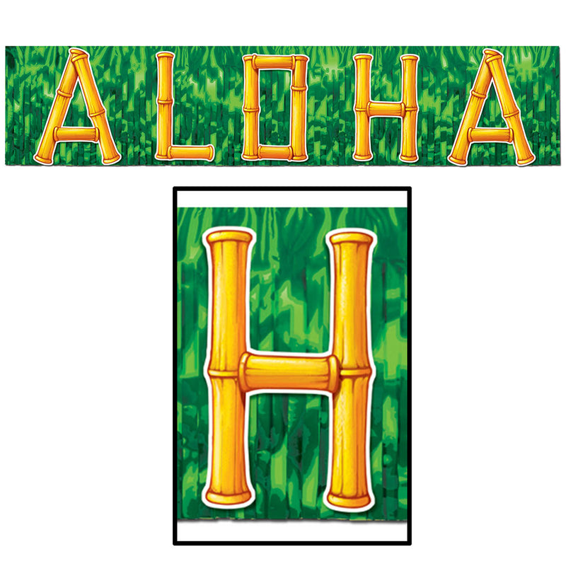 Aloha Metallic Fringe Banner 10" x 4'