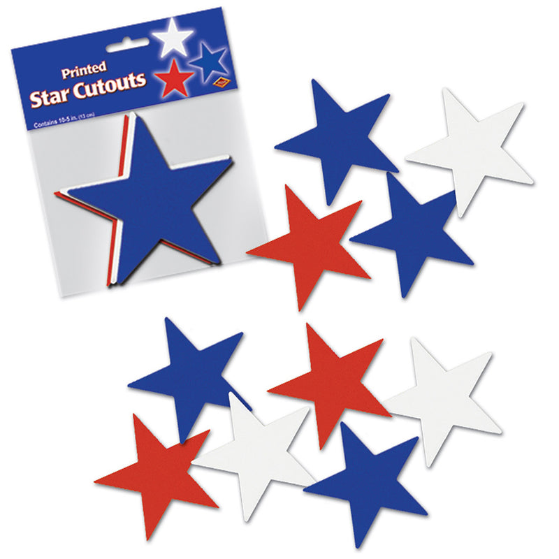 Red White and Blue Star Cutouts 5" (10 PACK)