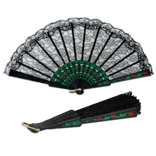 Black Lace Fiesta Fan 9"