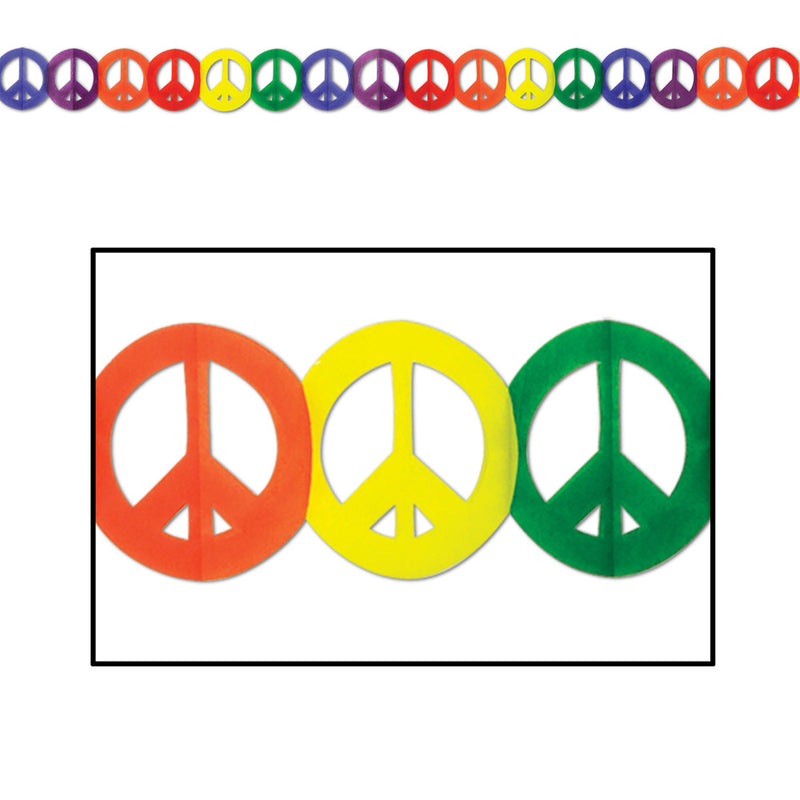 Garland - Rainbow Peace Sign 12'
