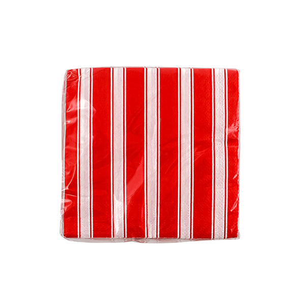 Red & White Stripes Beverage Napkins