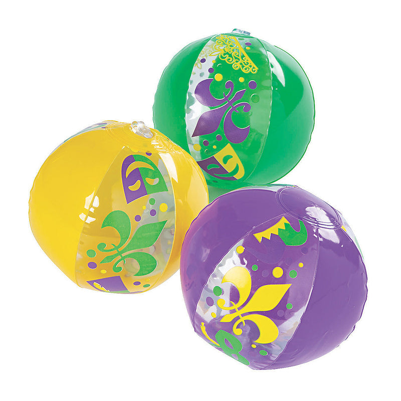 Inflatable Mardi Gras Mini Beach Balls 5" (DZ)