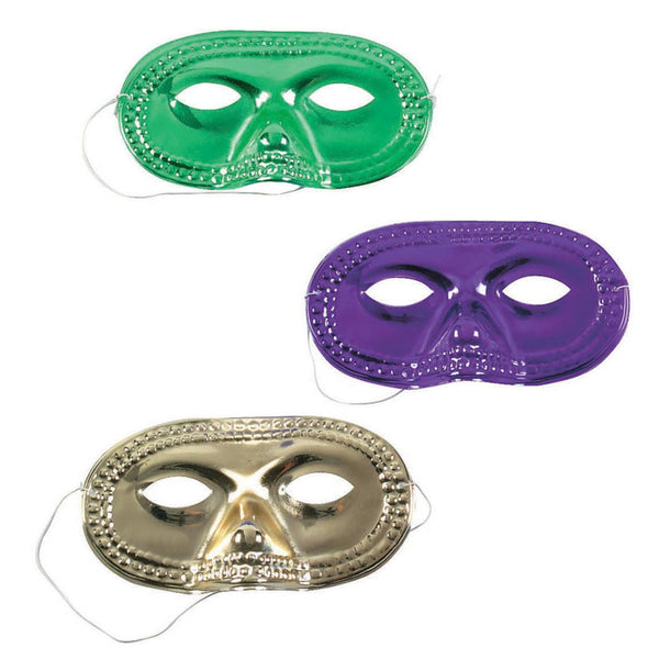Metallic Half Mask Mardi Gras Colors (DZ)