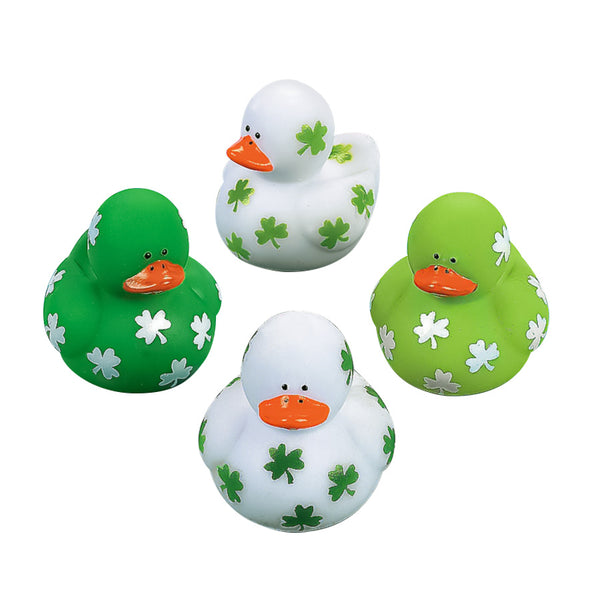 St. Patrick's Day Mini Shamrock Rubber Ducks 1.75" (24 PACK)