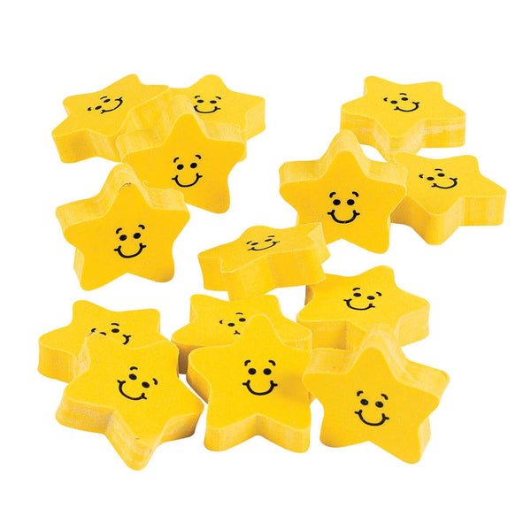 Eraser - Smile Face Star 1-1/2" (24 PACK)