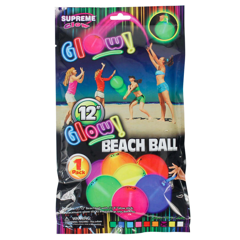 Glow Beach Ball With Glow Sticks 12"