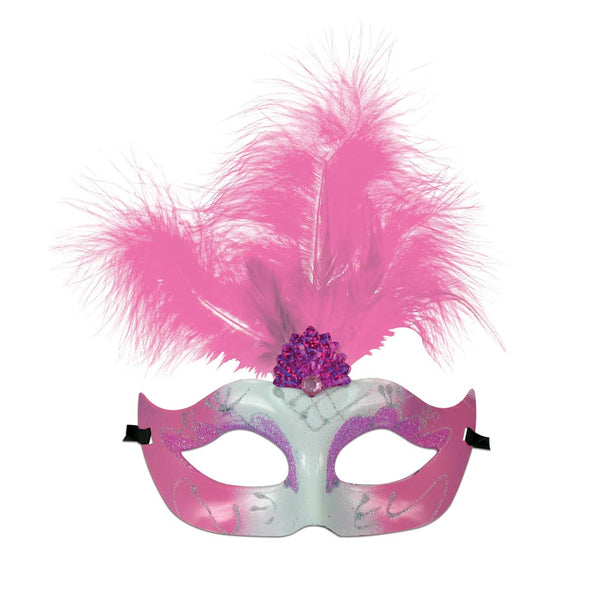 Feather Half Mask Pink White