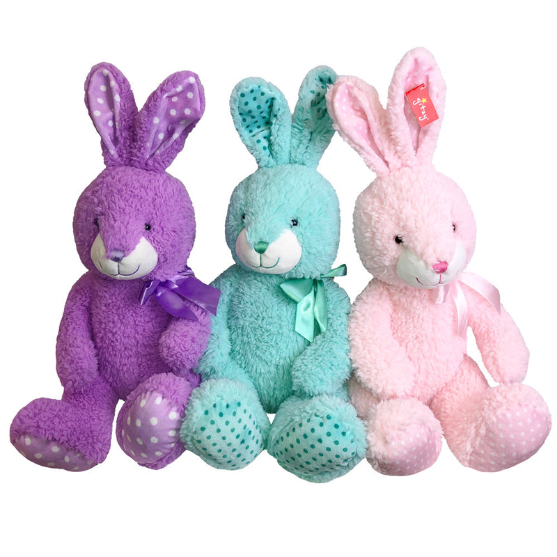 Plush Polka Dot Bunny Assorted 15" (EACH)
