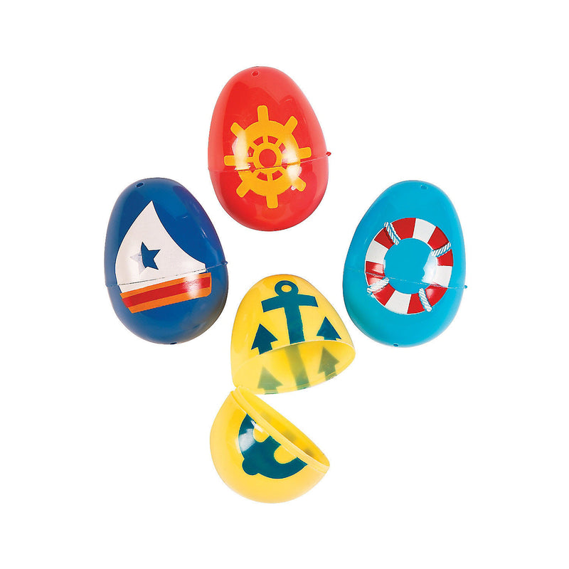Closeout Plastic Nautical Easter Eggs 2.5" (12 pack)