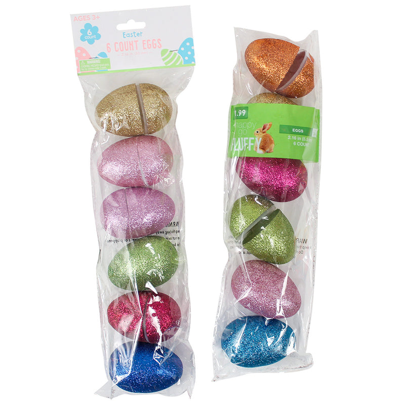 Closeout Easter Eggs Glitter 3.25" (6 Pack)
