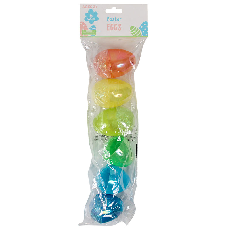 Closeout Easter Eggs Half Glitter 3.25" (6 Pack)