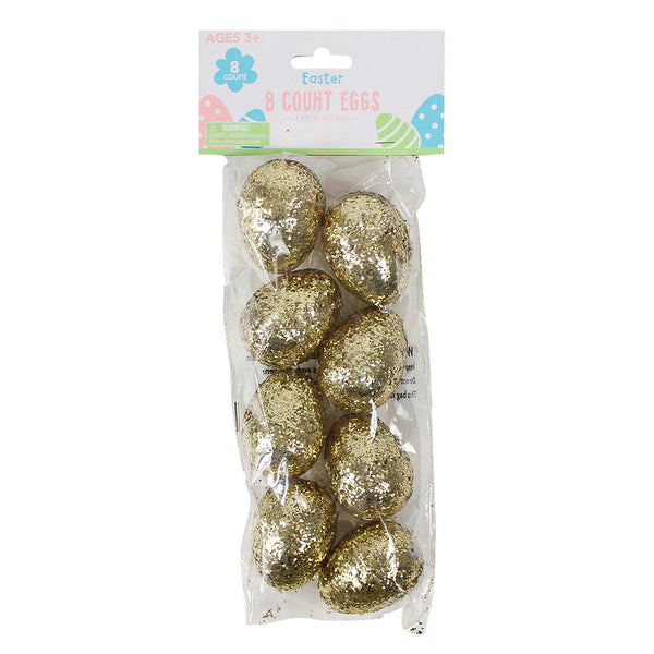 Closeout Easter Eggs Gold Glitter 2.33" (8 Pack)