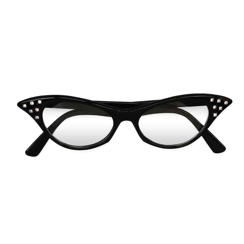 Retro Rhinestone Glasses - Black