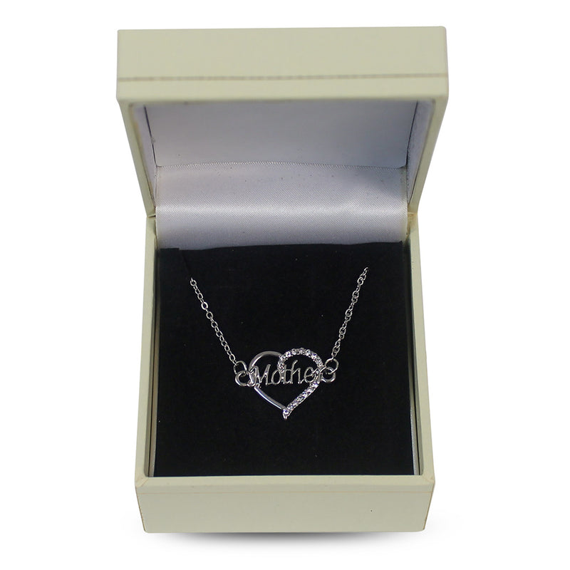 Mom Silver Heart Necklace