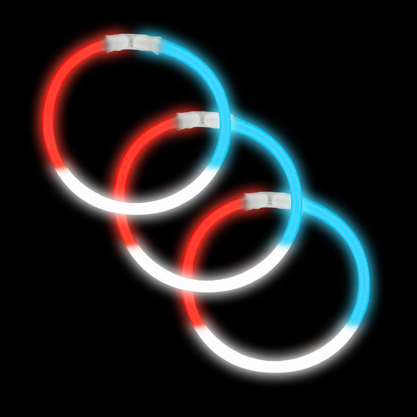 Glow Bracelets 8" Red White Blue (50 PACK)