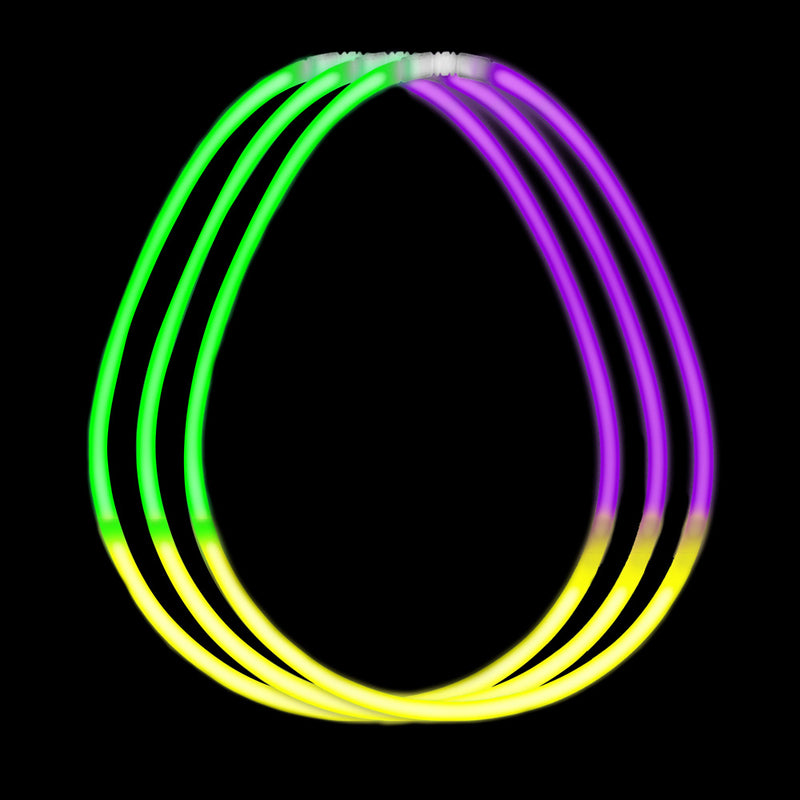 Glow Necklaces 22" Mardi Gras Tri-Color (50 PACK)