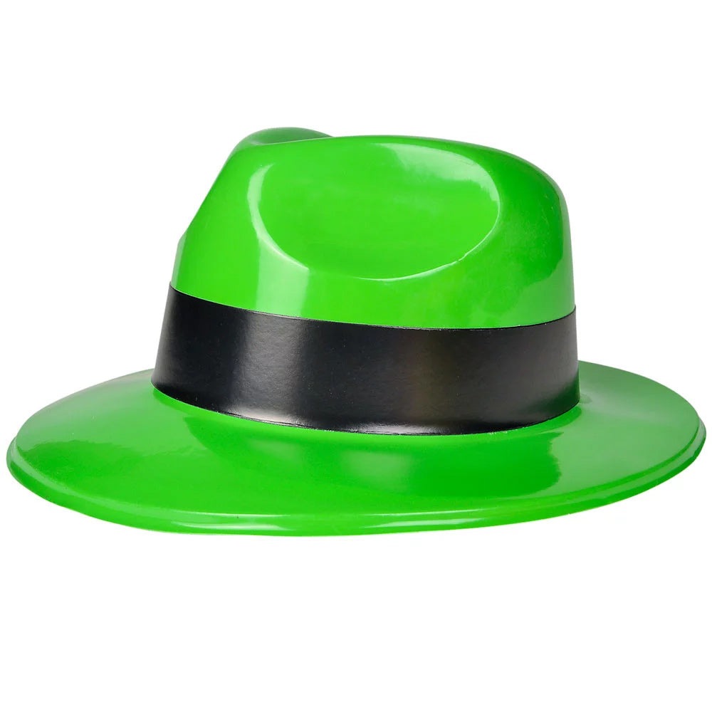 NEON GREEN LADIES STYLISH FEDORA HAT *NEW* Shiny Neon Fedora Hat main image 4