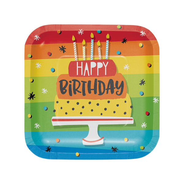Hoppin' Birthday Square Plates 7" (8 PACK)