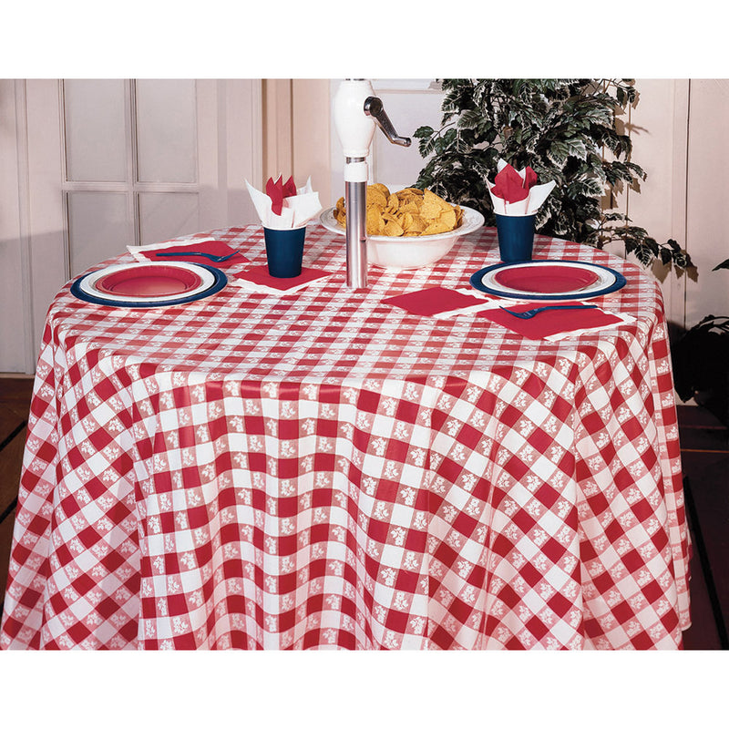 Red Gingham Round Tablecover 82"
