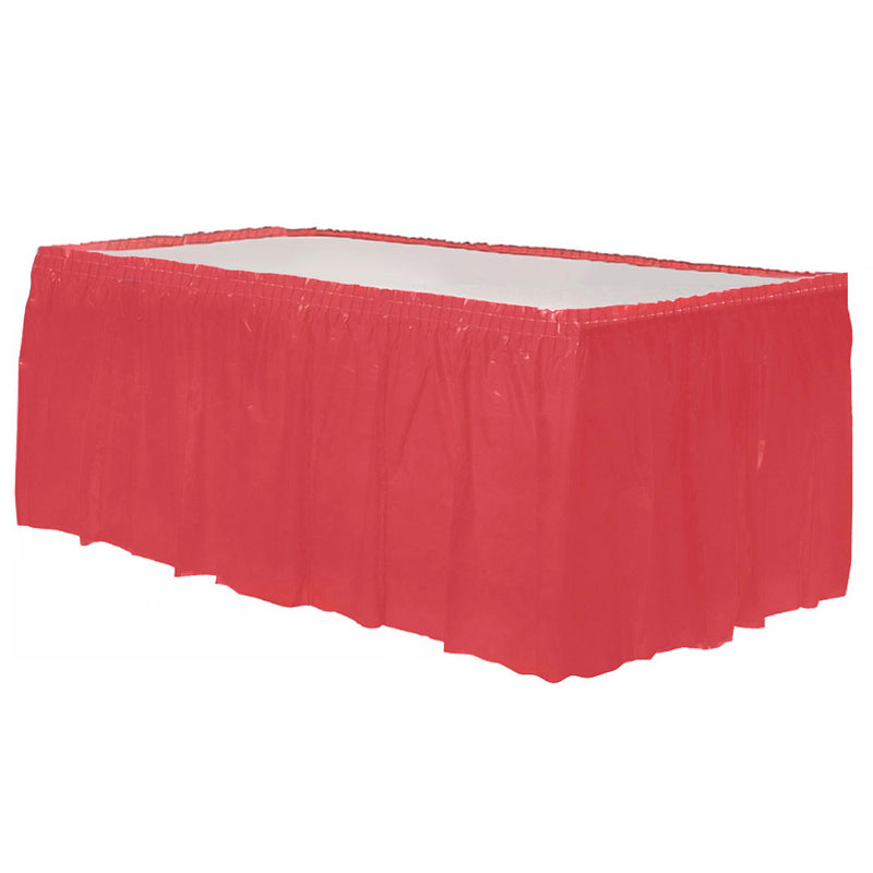 Plastic Table Skirt 29" x 14' Coral