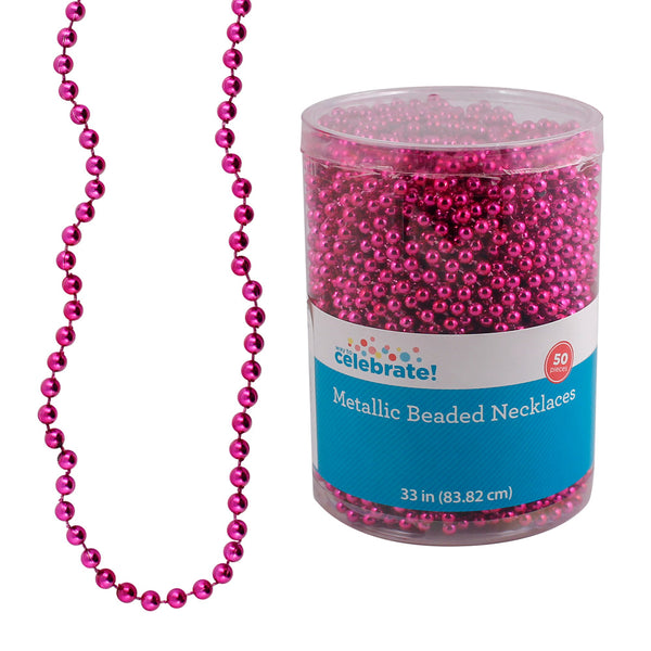 Bead Round 6mm 33" Hot Pink (50 PACK)