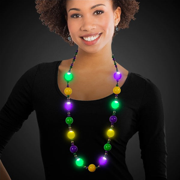 Light Up Mardi Gras Beads Necklace 46"