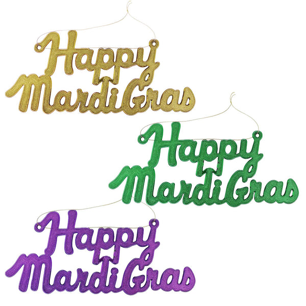 Happy Mardi Gras Sign Assorted 12"
