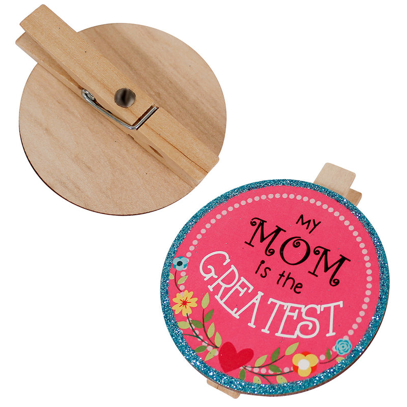 Mom Wood Magnet Clip 2-1/2"