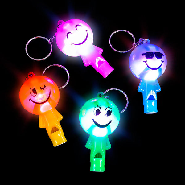 Light Up Smile Whistle Keychain 2" (DZ)