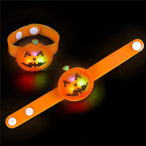 Light Up Jack-O-Lantern Snap Bracelet 8-1/2" (DZ)