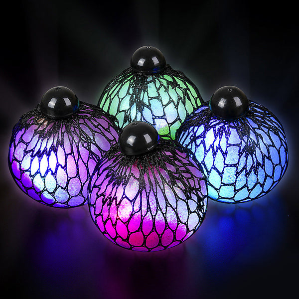 Light Up Mesh Squeeze Glitter Ball 3" (DZ)