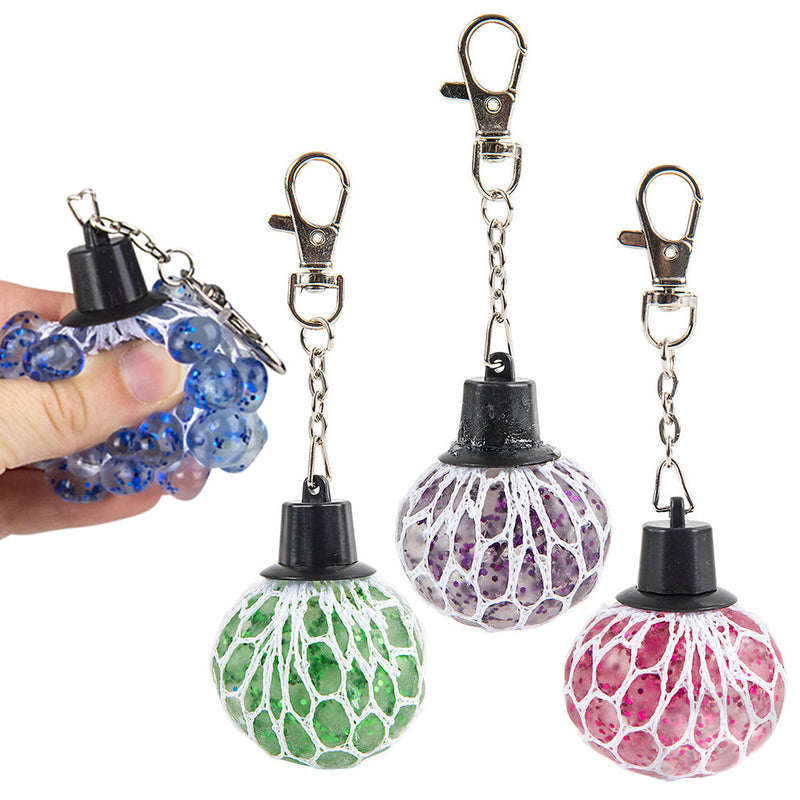 Squeeze Mesh Glitter Ball Keychain 1.5"