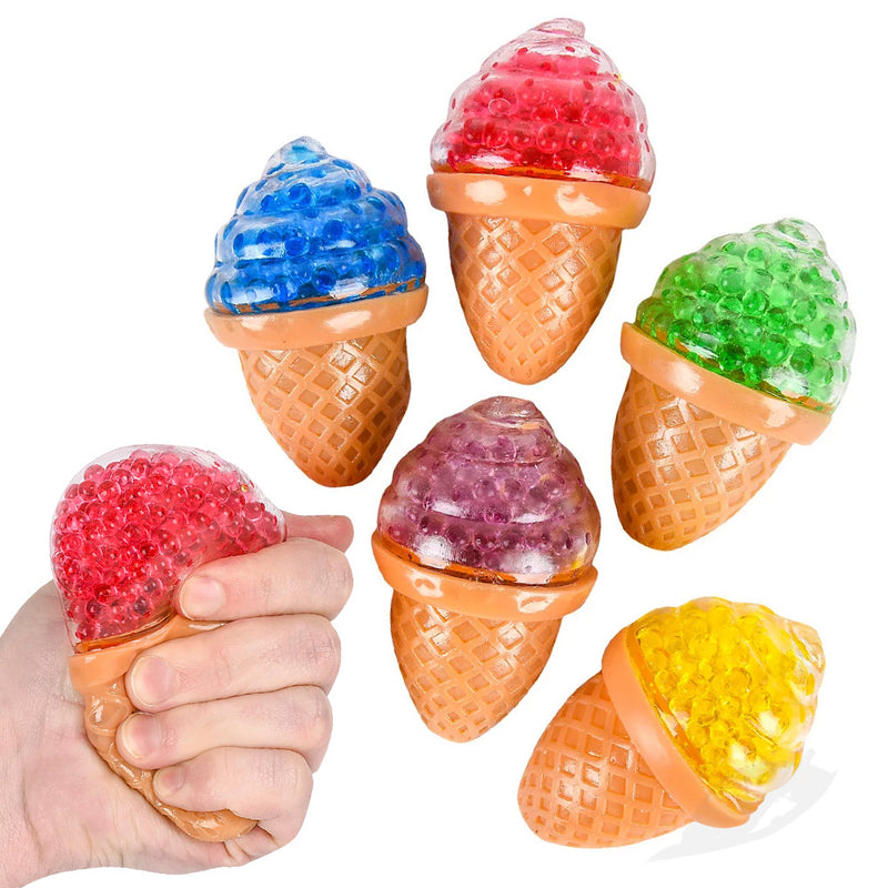 Squeezy Bead Ice Cream Cone 3.5" (DZ)