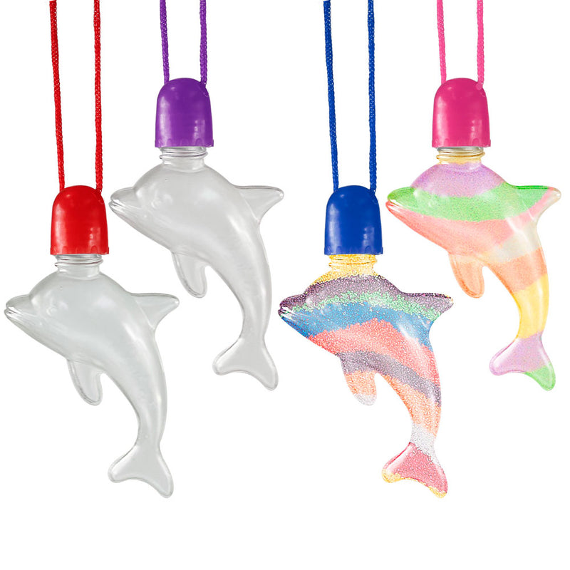 Sand Art Bottle Necklace - Dolphin 3" (DZ)