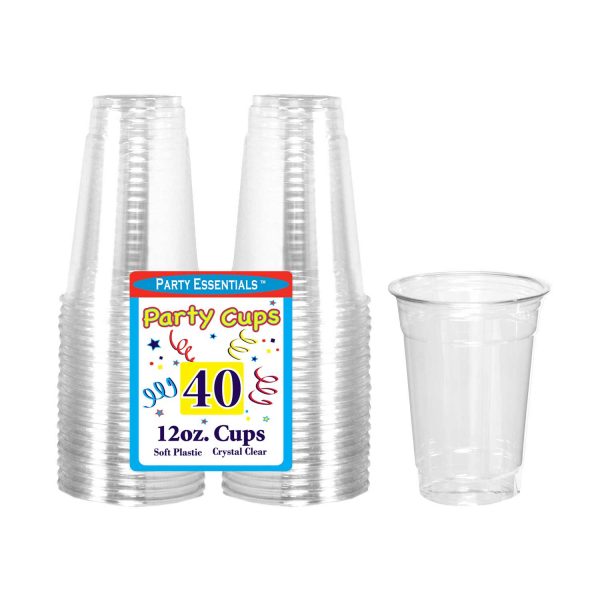Clear Plastic Cups 12 oz. (40 PACK)