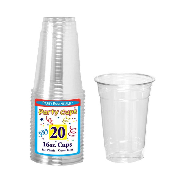 Clear Plastic Cups 16 oz. (20 PACK)