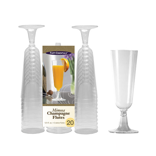 Clear Plastic Mimosa Flutes 5.5 oz. (20 PACK)