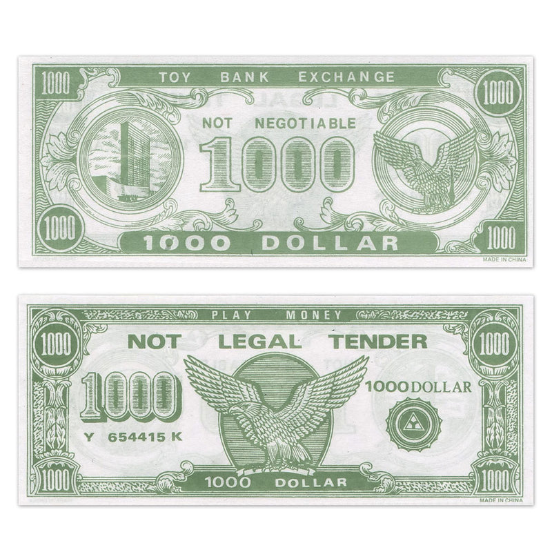 Play Money - $1000 Bills (1000 PACK)