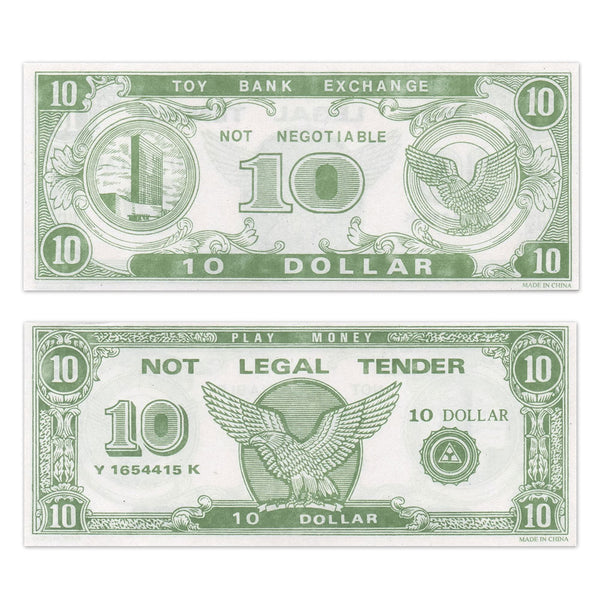Play Money - $10 Bills (1000 PACK)