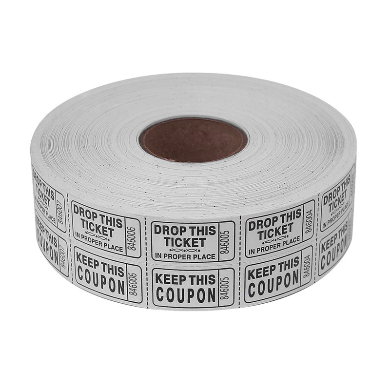 Double Roll Raffle Tickets - White (2000/Roll)