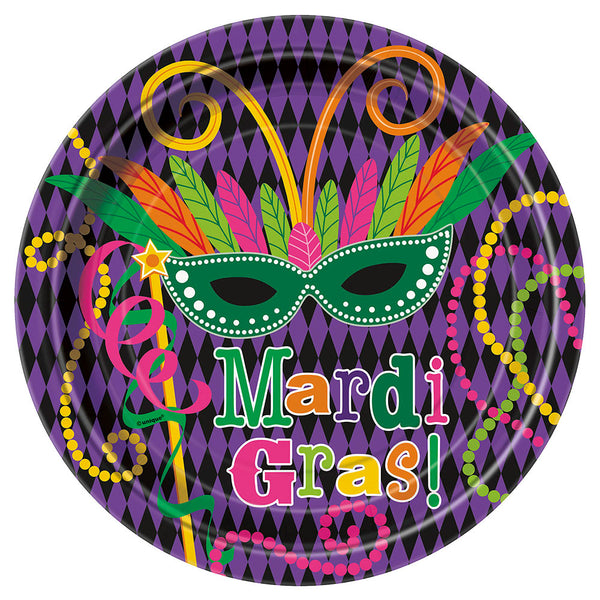 Mardi Gras Party Plates 9" (8 PACK)