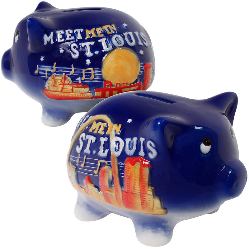 St. Louis Hand Painted Ceramic Piggy Bank 5" (4 PACK)